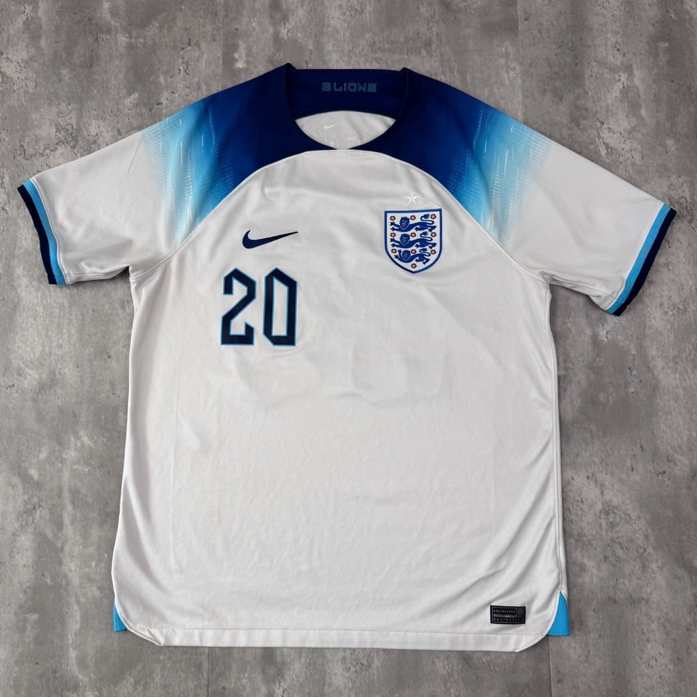Nike England Jersey Mens L White Dri Fit Home Soccer Sterling 20 World Cup 2022